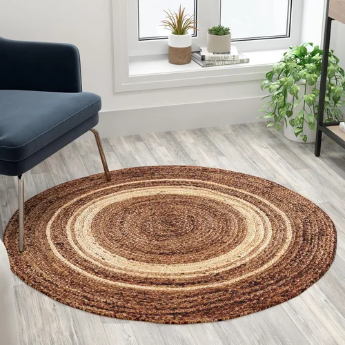 Vista 11 de Flash Furniture Prima - Alfombra de fibra natural de yute de 8 x 10 pies, alfombra trenzada de yute para interiores, alfombras de área natural