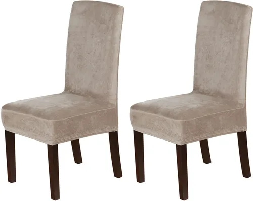 Vista 31 de Fundas elásticas de terciopelo para sillas de comedor, suaves, extraíbles y de comedor, color negro, 2