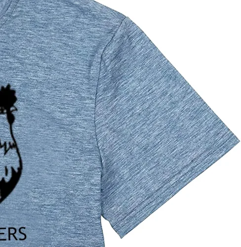 Vista 6 de Camisetas con estampado de pollo para mujer, con estampado de letras, manga corta, estilo campestre, estilo casual