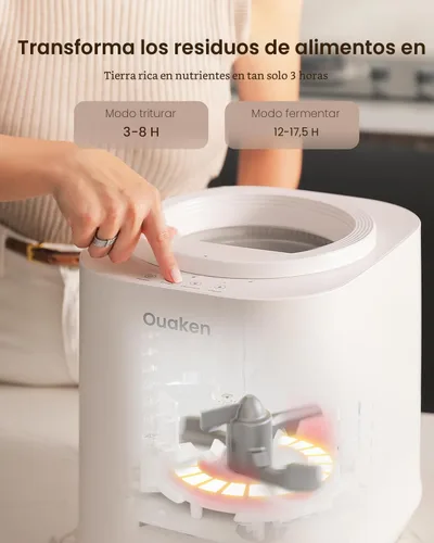 Vista 3 de Compostador eléctrico de 4 litros para cocina, contenedor de compostaje inteligente para encimera, inodoro, bajo ruido, limpieza automática