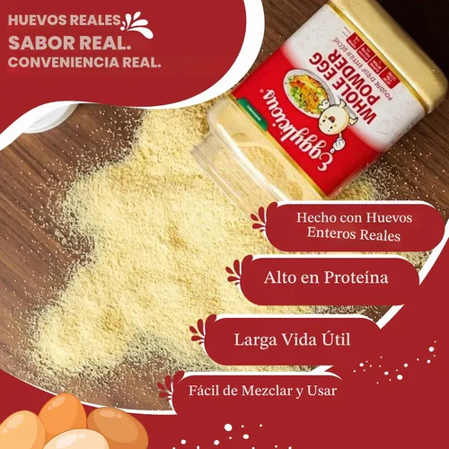 Vista 2 de Polvo de huevo entero Eggylicious, polvo proteico natural seco, hecho con huevos frescos, mezcla de clara y yema, pasteurizado, sin transgénicos