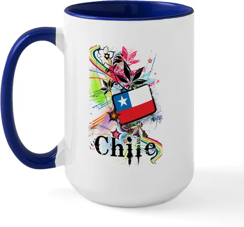 Vista 13 de CafePress Taza de café de cerámica extra grande de 15 oz (15.0 fl oz) con bandera de Chile