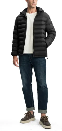 Vista 6 de YSENTO Men's Down Alternative Jackets Lightweight Water-Resistant Winter Insulated Puffer Coat Detachable Hood