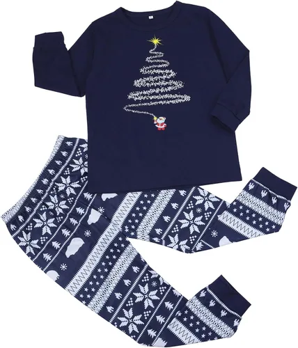 Vista 3 de Pijamas familiares de Navidad, conjunto de pijamas a juego, pantalones de dormir a rayas, pantalones de Navidad, pijamas de Navidad para la familia