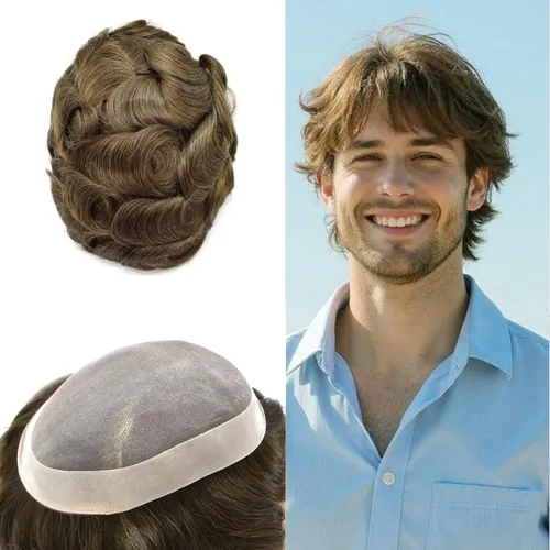 Vista 10 de Mens Toupee Hair Piece For Men Hair Replacement System For Men Fine Mono Mens Hair Piece Human Hair Piece Toupee For Men Hairpieces Protesis Capilar