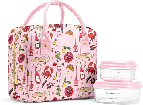 Vista 13 de Fit & Fresh - Lonchera Bloomington para mujeres - Lonchera grande aislada para el trabajo con contenedores, resistente a fugas, resistente a Bubble