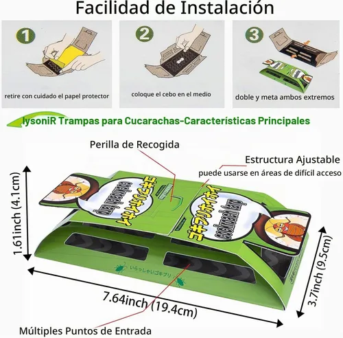 Vista 3 de Trampas para cucarachas, trampas de pegamento con cebo, trampa para cucarachas aptas para mascotas (5 unidades)