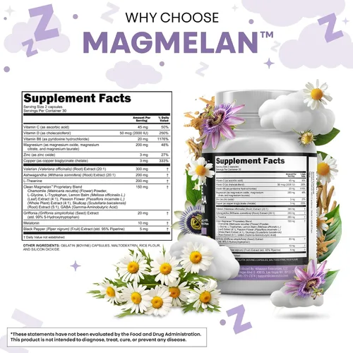 Vista 5 de Clean Nutraceuticals Melatonina 10mg Raíz de Valeriana L-Teanina 200mg Ashwagandha - Respaldo del Sueño para Mujeres y Hombres con Complejo