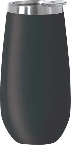 Vista 22 de OGGI Thermo Flute 'Celebrate Collection' - Vaso de copa de champán con aislamiento de acero inoxidable, grano de madera, 6 onzas, con tapa