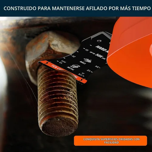 Vista 4 de 3 hojas de sierra oscilantes con revestimiento de carburo TiCN, cuchillas aerodinámicas resistentes para cortar tornillos, clavos, pernos