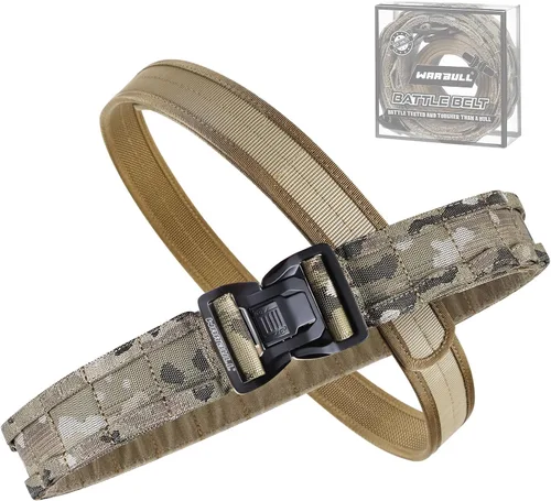 Vista 9 de WarBull Cinturón táctico de batalla Molle, cinturón de pistola de liberación rápida de 2'' con bloqueo seguro, cinturón interior EDC de 1.57