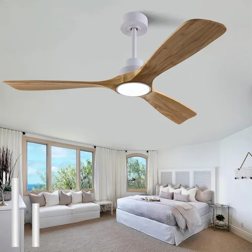 Vista 21 de 52” Silent Solid Wood Ceiling Fan Light, with 6-speed remote control, black