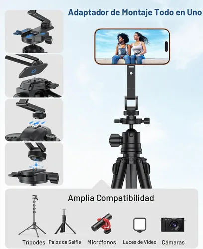 Vista 2 de OMOTON Magnetic Phone Mount for Tripod Camera with Arca Base Cold Shoe 1/4