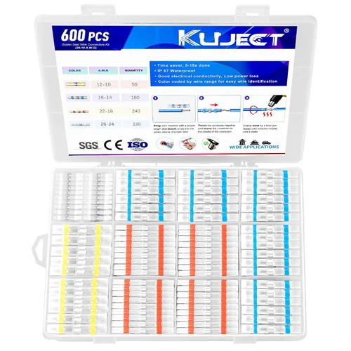Vista 13 de Kuject Kit de Conectores de Cable de Sellado de Soldadura Termorretráctil 120 PCS, Conector de Tope Impermeable Terminales Eléctricos