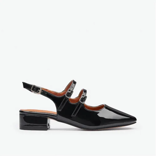 Vista 4 de NEWBELLA Zapatos Mary Jane para mujer, tacones gruesos de bloque bajo para oficina, fiestas, playa, compras, boda