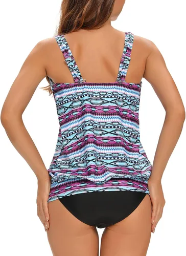 Vista 4 de BIKINX - Trajes de baño tankini de 2 piezas para mujeres, talla extragrande, con control de abdomen