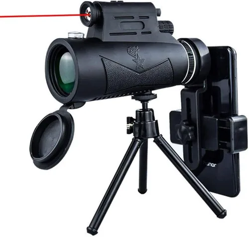 Vista 2 de Portable Binoculars High Power 12x50 Monocular Telescope, Monocular with and LED Light BAK4 Prism Lens Monocular with Smartphone Adapter and Tripod