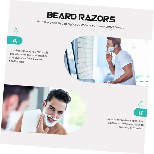 Vista 5 de Mipcase Kit de barba 4pcs afeitadoras manuales cuchillas de acero inoxidable mango de bambú diseño ergonómico
