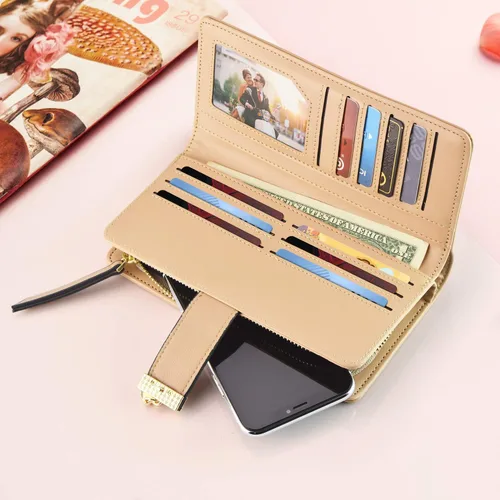 Vista 6 de PGXT Womens Long Leather Card Holder Purse Zipper Buckle Elegant Clutch Wallet