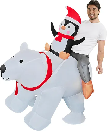 Vista 4 de EEkiiqi Disfraz inflable de Navidad, disfraz de Halloween, disfraz de disfraz para fiesta de Halloweendecoración de Navidad