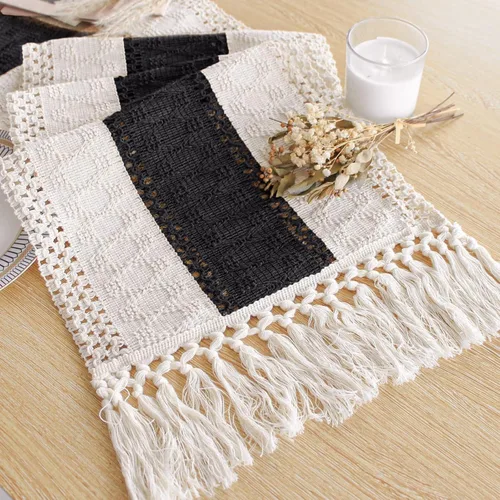 Vista 9 de FEXIA Camino de mesa bohemio para decoración del hogar, 12 x 72 pulgadas, decoración rústica de macramé Beige