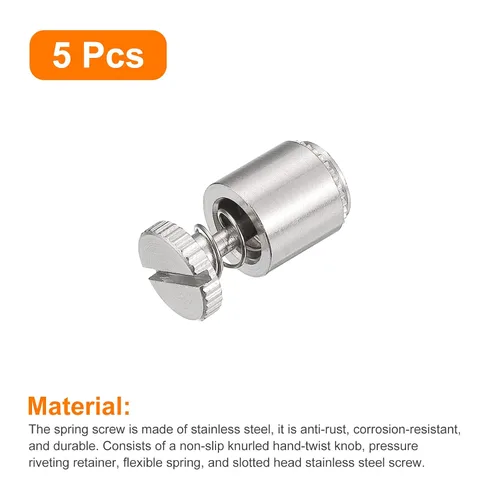 Vista 3 de uxcell 5pcs M3-0.020x0.252 in Acero inoxidable Panel Spring Screws, PFC2 cabeza moleteada resorte cargado tornillos autoclinchantes sujetadores