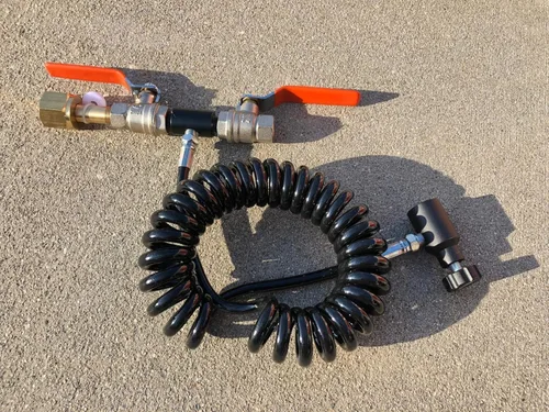 Vista 8 de Estación de recarga de CO2 Paintball de doble válvula con manguera de acero inoxidable de 40 pulgadas + escala digital A01L - Kit de llenado de CO2