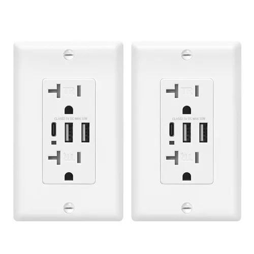 Vista 13 de ECOELER Receptáculo de Tomacorriente USB Negro de 3 Puertos, Tomacorriente de Pared USB C de 6.0A 30W, Enchufe Resistente a Manipulaciones de 15