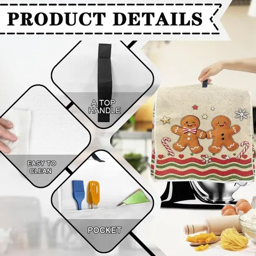 Vista 4 de Funda para batidora de Navidad para Kitchen Aid de 4.5 a 5 cuartos de galón, cubiertas antipolvo para electrodomésticos pequeños de hombre de Un