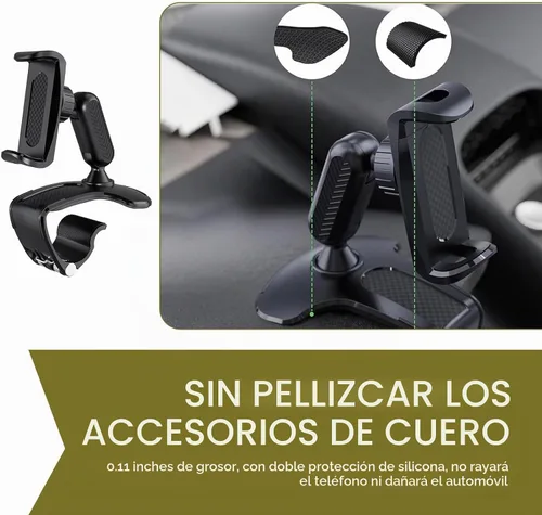 Vista 5 de Soporte giratorio para teléfono de automóvil de 360°, abrazadera de resorte ajustable para teléfonos inteligentes de 4.7 a 6.5 pulgadas, soporte