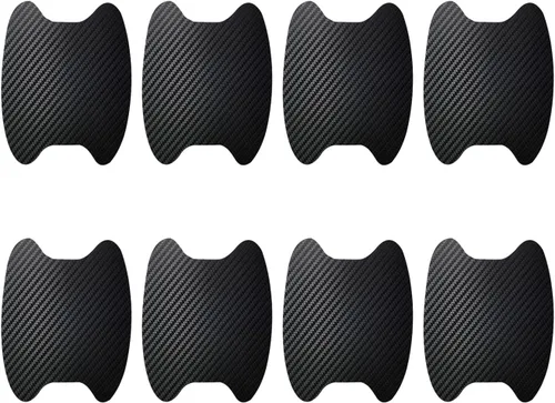 Vista 14 de Ziciner 4 calcomanías para manija de puerta de automóvil, textura de fibra de carbono, películas protectoras para manija de puerta automática