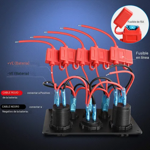 Vista 4 de Nilight 90101E Panel de Interruptores Basculantes Multifunción de 5 Posiciones con Cargador USB Dual + Voltímetro Digital + Toma de 12V Precableado