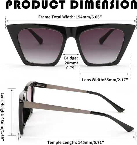 Vista 5 de FEISEDY Gafas de sol de lectura para mujer, gafas de sol con lector de ojo de gato de moda para hombres B4120