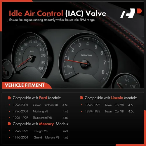Vista 2 de A-Premium Válvula de Control de Aire de Ralentí de Inyección de Combustible IAC - V8 4.6L - Compatible con Ford, Lincoln y Mercury - 96-01 - Crown