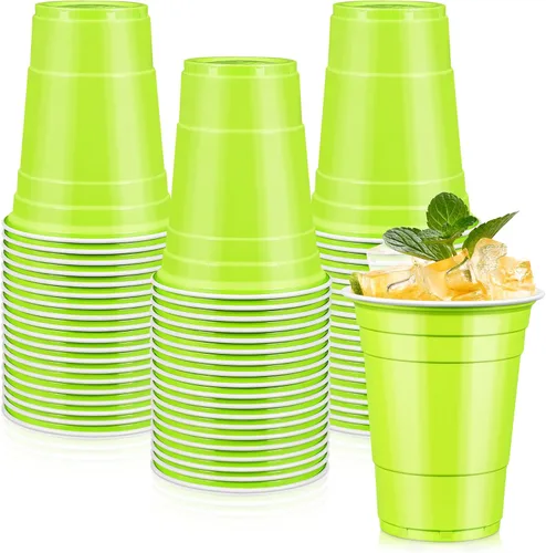 Vista 17 de LANLISA 50 vasos de plástico negros, vasos desechables de 16 onzas, tazas para beber para suministros de fiesta