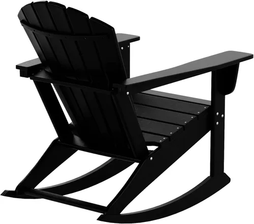 Vista 6 de WestinTrends Dylan - Silla mecedora Adirondack de plástico de polietileno para exteriores, color negro