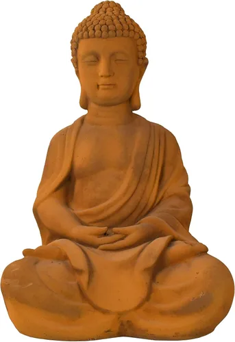 Vista 8 de Kante 25.6 "ligero sentado meditando Buda Zen interior al aire libre estatua gris hormigón Sentado de hormigón de 25.6 "h