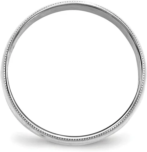Vista 2 de Anillo de boda de oro blanco de 10 quilates de 0.236 in con cúpula clásica llana milgrain