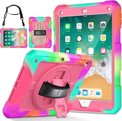 Vista 14 de LTROP Funda Protectora para iPad de 6ª/5ª Generación y iPad Air 2, Funda para iPad de 9.7 Pulgadas con Correa para el Hombro, Soporte