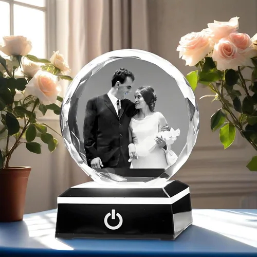 Vista 7 de KSHS Regalos personalizados para mujeres, esposa, hombres, ella, él. Grandes manualidades de cristal personalizadas con tu propia foto, marco