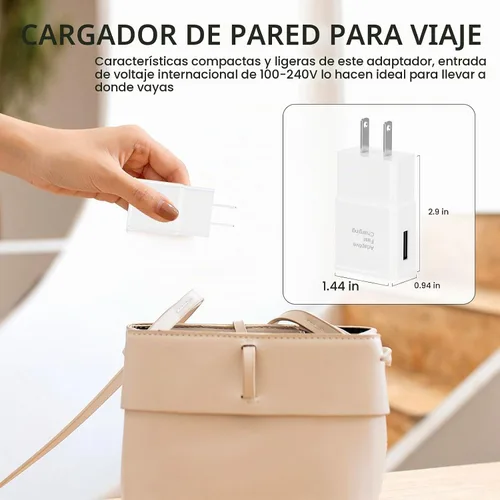 Vista 6 de Samsung Adaptador de carga rápida adaptable Bloque de carga rápida Cargador de pared Enchufe para Samsung Galaxy Blanco