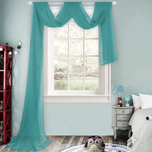 Vista 14 de HUTO Cenefa de gasa suave para ventana, color beige, para habitación de niñas, toldo de cama, 1 panel de 52 x 144 pulgadas de largo