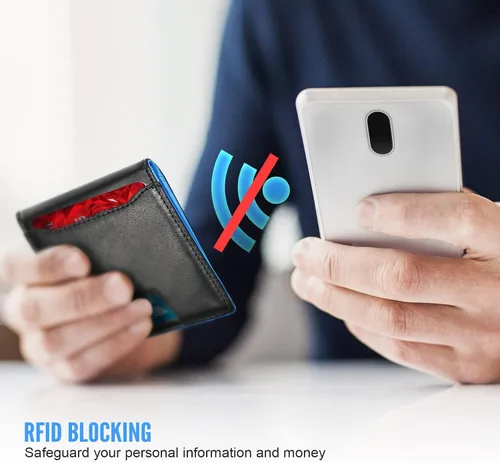 Vista 4 de LifeImpree Cartera RFID para hombres, carteras minimalistas de cuero genuino para hombre con clip de dinero extraíble, soporte de tarjeta de crédito