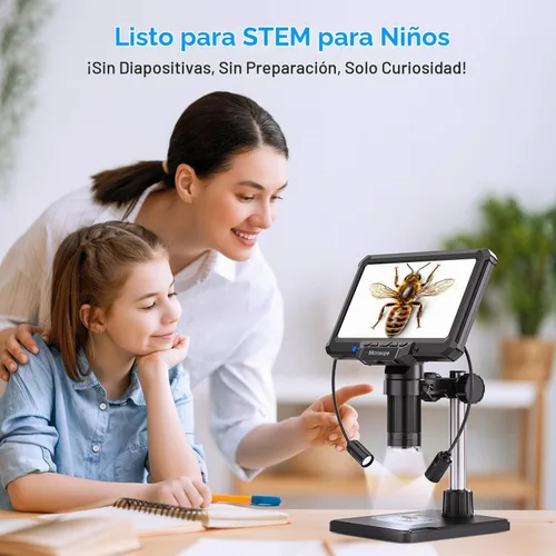 Vista 2 de Leanking Microscopio digital para adultos y niños, microscopios de lupa de monedas de pantalla de 7 pulgadas para monedas de error, PCB, errores