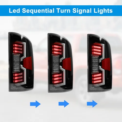 Vista 4 de ROXX Luces traseras LED completas compatibles con Dodge Ram 1500 2002-2006, Dodge Ram 2500 3500 2003-2006, conjunto de luces traseras de lente