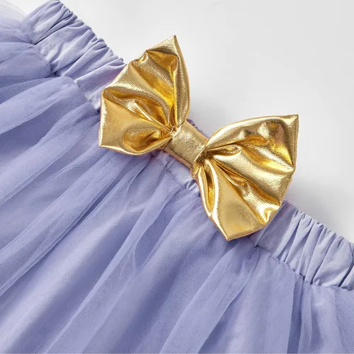 Vista 6 de Conjunto de ropa de primer cumpleaños para niñas con estampado de arco iris, falda de tul tutú con diadema