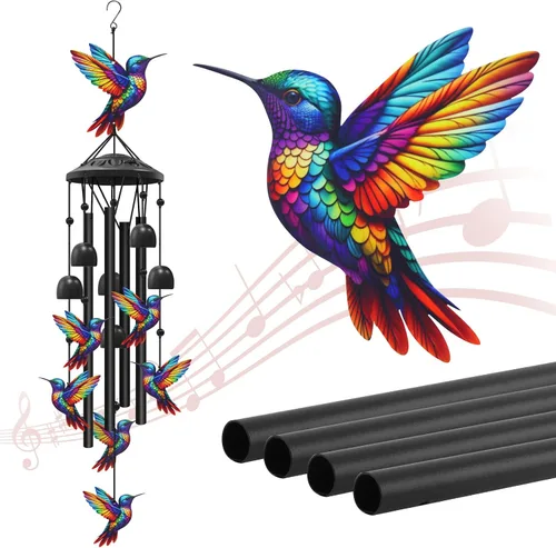 Vista 12 de Campanillas de Viento de Mariposa para Exteriores, Campanillas de Metal Negro al Aire Libre, Regalos de Mariposas para Mujeres/Hombres, Decoración