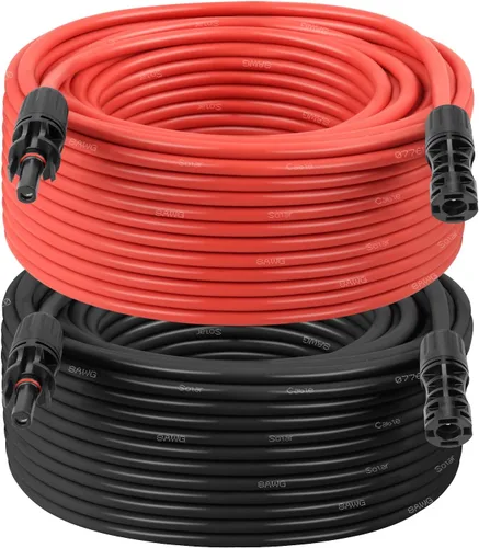 Vista 17 de XRDS -RF Cable de extensión solar 8AWG 3FT paquete de 2 unidades (rojo + negro), cable fotovoltaico con conectores solares macho/hembra, cable