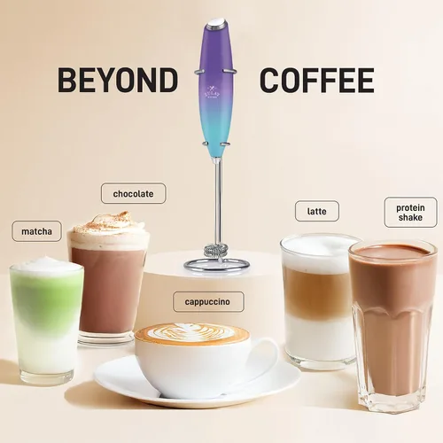 Vista 161 de Zulay Milk Boss Espumador de leche potente manual, hace espuma para latte, batidor para mezclar bebidas, café, miniespumador para capuchino, frappé