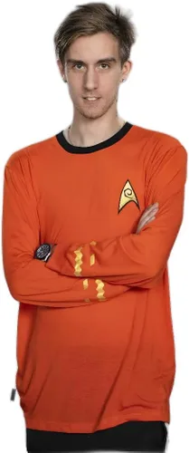 Vista 5 de Star Trek - Camiseta de manga larga para disfraz de Halloween, Capitán Kirk, Ingeniería, Cosplay Rojo